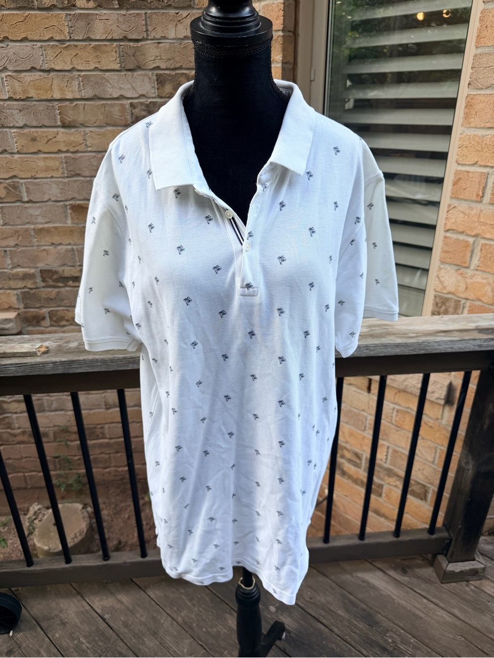 DENIM & FLOWER RICKY SINGH White Casual Cotton Polo Short Sleeve Mens Size Large